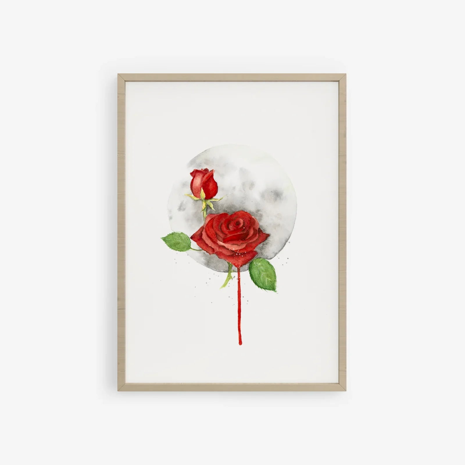 Pintura en acuarela de una rosa en una atmosfera introspectiva
